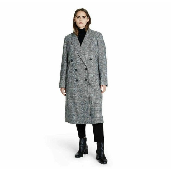 Nili Lotan x Target Women's‎ Plaid Double Breasted Overcoat Women's Small - Picture 1 of 9
